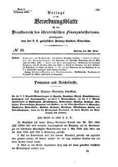 Verordnungsblatt für den Dienstbereich des K.K. Finanzministeriums für die im Reichsrate Vertretenen Königreiche und Länder : [...] : Beilage zu dem Verordnungsblatte für den Dienstbereich des K.K. Österr. Finanz-Ministeriums  18540630 Seite: 1