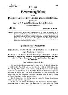 Verordnungsblatt für den Dienstbereich des K.K. Finanzministeriums für die im Reichsrate Vertretenen Königreiche und Länder : [...] : Beilage zu dem Verordnungsblatte für den Dienstbereich des K.K. Österr. Finanz-Ministeriums  18540804 Seite: 1