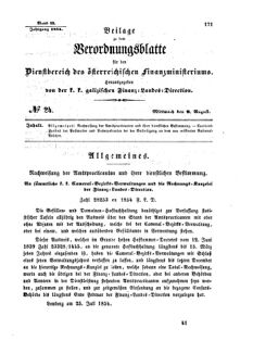 Verordnungsblatt für den Dienstbereich des K.K. Finanzministeriums für die im Reichsrate Vertretenen Königreiche und Länder : [...] : Beilage zu dem Verordnungsblatte für den Dienstbereich des K.K. Österr. Finanz-Ministeriums  18540809 Seite: 1