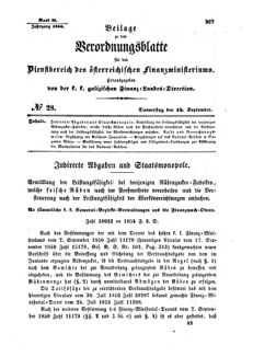 Verordnungsblatt für den Dienstbereich des K.K. Finanzministeriums für die im Reichsrate Vertretenen Königreiche und Länder : [...] : Beilage zu dem Verordnungsblatte für den Dienstbereich des K.K. Österr. Finanz-Ministeriums  18540914 Seite: 1