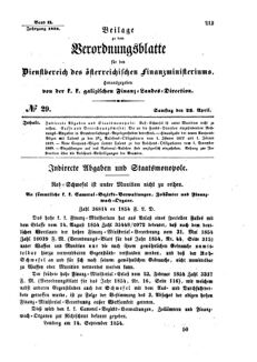 Verordnungsblatt für den Dienstbereich des K.K. Finanzministeriums für die im Reichsrate Vertretenen Königreiche und Länder : [...] : Beilage zu dem Verordnungsblatte für den Dienstbereich des K.K. Österr. Finanz-Ministeriums  18540923 Seite: 1