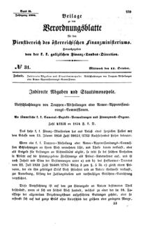 Verordnungsblatt für den Dienstbereich des K.K. Finanzministeriums für die im Reichsrate Vertretenen Königreiche und Länder : [...] : Beilage zu dem Verordnungsblatte für den Dienstbereich des K.K. Österr. Finanz-Ministeriums  18541011 Seite: 1