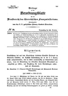 Verordnungsblatt für den Dienstbereich des K.K. Finanzministeriums für die im Reichsrate Vertretenen Königreiche und Länder : [...] : Beilage zu dem Verordnungsblatte für den Dienstbereich des K.K. Österr. Finanz-Ministeriums  18541026 Seite: 1