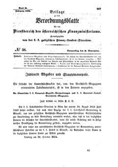 Verordnungsblatt für den Dienstbereich des K.K. Finanzministeriums für die im Reichsrate Vertretenen Königreiche und Länder : [...] : Beilage zu dem Verordnungsblatte für den Dienstbereich des K.K. Österr. Finanz-Ministeriums  18541109 Seite: 1