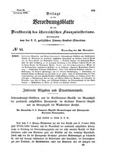 Verordnungsblatt für den Dienstbereich des K.K. Finanzministeriums für die im Reichsrate Vertretenen Königreiche und Länder : [...] : Beilage zu dem Verordnungsblatte für den Dienstbereich des K.K. Österr. Finanz-Ministeriums  18541130 Seite: 1