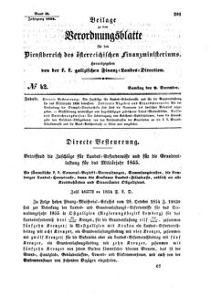 Verordnungsblatt für den Dienstbereich des K.K. Finanzministeriums für die im Reichsrate Vertretenen Königreiche und Länder : [...] : Beilage zu dem Verordnungsblatte für den Dienstbereich des K.K. Österr. Finanz-Ministeriums  18541209 Seite: 1