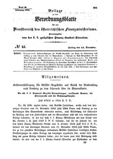 Verordnungsblatt für den Dienstbereich des K.K. Finanzministeriums für die im Reichsrate Vertretenen Königreiche und Länder : [...] : Beilage zu dem Verordnungsblatte für den Dienstbereich des K.K. Österr. Finanz-Ministeriums  18541215 Seite: 1