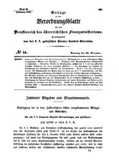 Verordnungsblatt für den Dienstbereich des K.K. Finanzministeriums für die im Reichsrate Vertretenen Königreiche und Länder : [...] : Beilage zu dem Verordnungsblatte für den Dienstbereich des K.K. Österr. Finanz-Ministeriums  18541224 Seite: 1