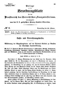 Verordnungsblatt für den Dienstbereich des K.K. Finanzministeriums für die im Reichsrate Vertretenen Königreiche und Länder : [...] : Beilage zu dem Verordnungsblatte für den Dienstbereich des K.K. Österr. Finanz-Ministeriums  18550125 Seite: 5