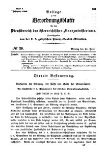 Verordnungsblatt für den Dienstbereich des K.K. Finanzministeriums für die im Reichsrate Vertretenen Königreiche und Länder : [...] : Beilage zu dem Verordnungsblatte für den Dienstbereich des K.K. Österr. Finanz-Ministeriums  18550611 Seite: 1