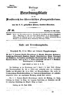 Verordnungsblatt für den Dienstbereich des K.K. Finanzministeriums für die im Reichsrate Vertretenen Königreiche und Länder : [...] : Beilage zu dem Verordnungsblatte für den Dienstbereich des K.K. Österr. Finanz-Ministeriums  18550630 Seite: 1