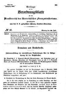 Verordnungsblatt für den Dienstbereich des K.K. Finanzministeriums für die im Reichsrate Vertretenen Königreiche und Länder : [...] : Beilage zu dem Verordnungsblatte für den Dienstbereich des K.K. Österr. Finanz-Ministeriums  18550730 Seite: 1