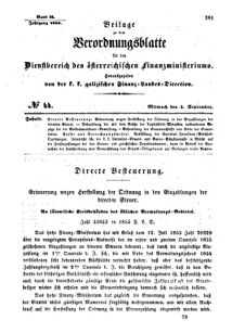 Verordnungsblatt für den Dienstbereich des K.K. Finanzministeriums für die im Reichsrate Vertretenen Königreiche und Länder : [...] : Beilage zu dem Verordnungsblatte für den Dienstbereich des K.K. Österr. Finanz-Ministeriums  18550905 Seite: 1