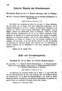 Verordnungsblatt für den Dienstbereich des K.K. Finanzministeriums für die im Reichsrate Vertretenen Königreiche und Länder : [...] : Beilage zu dem Verordnungsblatte für den Dienstbereich des K.K. Österr. Finanz-Ministeriums  18550927 Seite: 2