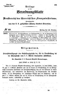 Verordnungsblatt für den Dienstbereich des K.K. Finanzministeriums für die im Reichsrate Vertretenen Königreiche und Länder : [...] : Beilage zu dem Verordnungsblatte für den Dienstbereich des K.K. Österr. Finanz-Ministeriums  18551012 Seite: 1