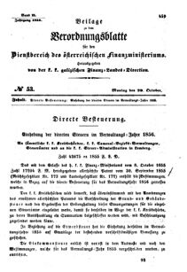 Verordnungsblatt für den Dienstbereich des K.K. Finanzministeriums für die im Reichsrate Vertretenen Königreiche und Länder : [...] : Beilage zu dem Verordnungsblatte für den Dienstbereich des K.K. Österr. Finanz-Ministeriums  18551029 Seite: 1