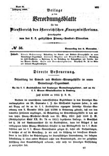 Verordnungsblatt für den Dienstbereich des K.K. Finanzministeriums für die im Reichsrate Vertretenen Königreiche und Länder : [...] : Beilage zu dem Verordnungsblatte für den Dienstbereich des K.K. Österr. Finanz-Ministeriums  18551108 Seite: 1