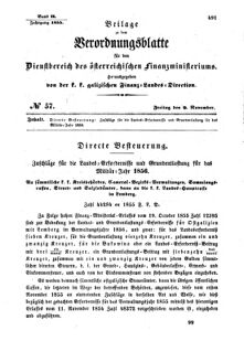 Verordnungsblatt für den Dienstbereich des K.K. Finanzministeriums für die im Reichsrate Vertretenen Königreiche und Länder : [...] : Beilage zu dem Verordnungsblatte für den Dienstbereich des K.K. Österr. Finanz-Ministeriums  18551109 Seite: 1