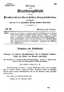 Verordnungsblatt für den Dienstbereich des K.K. Finanzministeriums für die im Reichsrate Vertretenen Königreiche und Länder : [...] : Beilage zu dem Verordnungsblatte für den Dienstbereich des K.K. Österr. Finanz-Ministeriums  18551212 Seite: 1