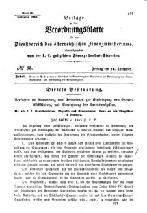 Verordnungsblatt für den Dienstbereich des K.K. Finanzministeriums für die im Reichsrate Vertretenen Königreiche und Länder : [...] : Beilage zu dem Verordnungsblatte für den Dienstbereich des K.K. Österr. Finanz-Ministeriums  18551214 Seite: 1