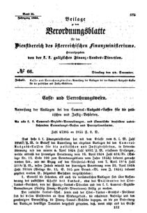 Verordnungsblatt für den Dienstbereich des K.K. Finanzministeriums für die im Reichsrate Vertretenen Königreiche und Länder : [...] : Beilage zu dem Verordnungsblatte für den Dienstbereich des K.K. Österr. Finanz-Ministeriums  18551218 Seite: 1