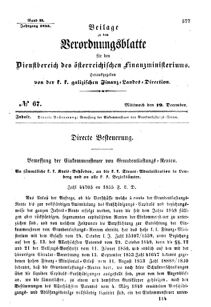 Verordnungsblatt für den Dienstbereich des K.K. Finanzministeriums für die im Reichsrate Vertretenen Königreiche und Länder : [...] : Beilage zu dem Verordnungsblatte für den Dienstbereich des K.K. Österr. Finanz-Ministeriums  18551219 Seite: 1