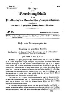 Verordnungsblatt für den Dienstbereich des K.K. Finanzministeriums für die im Reichsrate Vertretenen Königreiche und Länder : [...] : Beilage zu dem Verordnungsblatte für den Dienstbereich des K.K. Österr. Finanz-Ministeriums  18551222 Seite: 1