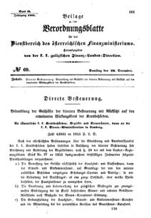 Verordnungsblatt für den Dienstbereich des K.K. Finanzministeriums für die im Reichsrate Vertretenen Königreiche und Länder : [...] : Beilage zu dem Verordnungsblatte für den Dienstbereich des K.K. Österr. Finanz-Ministeriums  18551229 Seite: 1