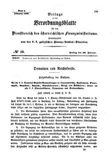 Verordnungsblatt für den Dienstbereich des K.K. Finanzministeriums für die im Reichsrate Vertretenen Königreiche und Länder : [...] : Beilage zu dem Verordnungsblatte für den Dienstbereich des K.K. Österr. Finanz-Ministeriums  18560229 Seite: 1