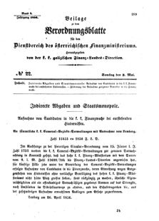 Verordnungsblatt für den Dienstbereich des K.K. Finanzministeriums für die im Reichsrate Vertretenen Königreiche und Länder : [...] : Beilage zu dem Verordnungsblatte für den Dienstbereich des K.K. Österr. Finanz-Ministeriums  18560503 Seite: 1