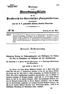 Verordnungsblatt für den Dienstbereich des K.K. Finanzministeriums für die im Reichsrate Vertretenen Königreiche und Länder : [...] : Beilage zu dem Verordnungsblatte für den Dienstbereich des K.K. Österr. Finanz-Ministeriums  18560531 Seite: 1