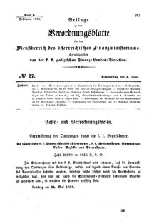 Verordnungsblatt für den Dienstbereich des K.K. Finanzministeriums für die im Reichsrate Vertretenen Königreiche und Länder : [...] : Beilage zu dem Verordnungsblatte für den Dienstbereich des K.K. Österr. Finanz-Ministeriums  18560605 Seite: 1