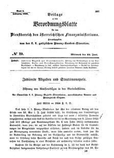 Verordnungsblatt für den Dienstbereich des K.K. Finanzministeriums für die im Reichsrate Vertretenen Königreiche und Länder : [...] : Beilage zu dem Verordnungsblatte für den Dienstbereich des K.K. Österr. Finanz-Ministeriums  18560625 Seite: 1