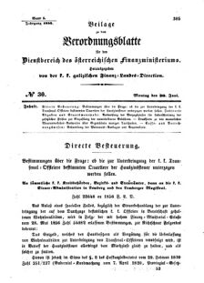 Verordnungsblatt für den Dienstbereich des K.K. Finanzministeriums für die im Reichsrate Vertretenen Königreiche und Länder : [...] : Beilage zu dem Verordnungsblatte für den Dienstbereich des K.K. Österr. Finanz-Ministeriums  18560630 Seite: 1