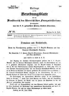 Verordnungsblatt für den Dienstbereich des K.K. Finanzministeriums für die im Reichsrate Vertretenen Königreiche und Länder : [...] : Beilage zu dem Verordnungsblatte für den Dienstbereich des K.K. Österr. Finanz-Ministeriums  18560704 Seite: 1