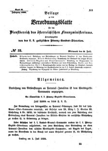 Verordnungsblatt für den Dienstbereich des K.K. Finanzministeriums für die im Reichsrate Vertretenen Königreiche und Länder : [...] : Beilage zu dem Verordnungsblatte für den Dienstbereich des K.K. Österr. Finanz-Ministeriums  18560709 Seite: 1