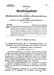 Verordnungsblatt für den Dienstbereich des K.K. Finanzministeriums für die im Reichsrate Vertretenen Königreiche und Länder : [...] : Beilage zu dem Verordnungsblatte für den Dienstbereich des K.K. Österr. Finanz-Ministeriums  18560903 Seite: 1