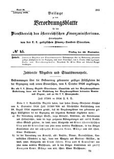 Verordnungsblatt für den Dienstbereich des K.K. Finanzministeriums für die im Reichsrate Vertretenen Königreiche und Länder : [...] : Beilage zu dem Verordnungsblatte für den Dienstbereich des K.K. Österr. Finanz-Ministeriums  18560916 Seite: 1