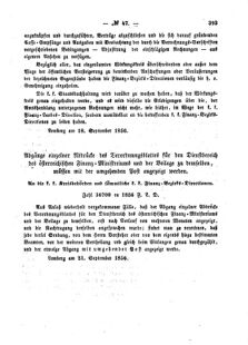 Verordnungsblatt für den Dienstbereich des K.K. Finanzministeriums für die im Reichsrate Vertretenen Königreiche und Länder : [...] : Beilage zu dem Verordnungsblatte für den Dienstbereich des K.K. Österr. Finanz-Ministeriums  18561003 Seite: 3