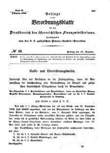 Verordnungsblatt für den Dienstbereich des K.K. Finanzministeriums für die im Reichsrate Vertretenen Königreiche und Länder : [...] : Beilage zu dem Verordnungsblatte für den Dienstbereich des K.K. Österr. Finanz-Ministeriums  18561017 Seite: 1