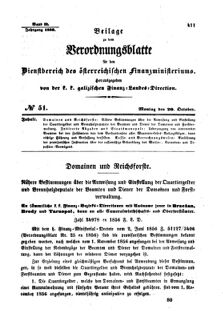 Verordnungsblatt für den Dienstbereich des K.K. Finanzministeriums für die im Reichsrate Vertretenen Königreiche und Länder : [...] : Beilage zu dem Verordnungsblatte für den Dienstbereich des K.K. Österr. Finanz-Ministeriums  18561020 Seite: 1