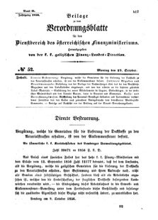 Verordnungsblatt für den Dienstbereich des K.K. Finanzministeriums für die im Reichsrate Vertretenen Königreiche und Länder : [...] : Beilage zu dem Verordnungsblatte für den Dienstbereich des K.K. Österr. Finanz-Ministeriums  18561027 Seite: 1