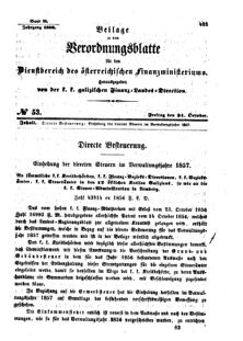 Verordnungsblatt für den Dienstbereich des K.K. Finanzministeriums für die im Reichsrate Vertretenen Königreiche und Länder : [...] : Beilage zu dem Verordnungsblatte für den Dienstbereich des K.K. Österr. Finanz-Ministeriums  18561031 Seite: 1