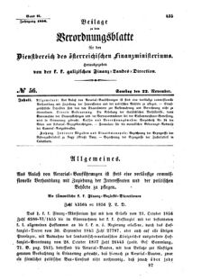 Verordnungsblatt für den Dienstbereich des K.K. Finanzministeriums für die im Reichsrate Vertretenen Königreiche und Länder : [...] : Beilage zu dem Verordnungsblatte für den Dienstbereich des K.K. Österr. Finanz-Ministeriums  18561122 Seite: 1