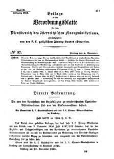 Verordnungsblatt für den Dienstbereich des K.K. Finanzministeriums für die im Reichsrate Vertretenen Königreiche und Länder : [...] : Beilage zu dem Verordnungsblatte für den Dienstbereich des K.K. Österr. Finanz-Ministeriums  18561205 Seite: 1