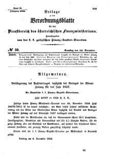 Verordnungsblatt für den Dienstbereich des K.K. Finanzministeriums für die im Reichsrate Vertretenen Königreiche und Länder : [...] : Beilage zu dem Verordnungsblatte für den Dienstbereich des K.K. Österr. Finanz-Ministeriums  18561213 Seite: 1