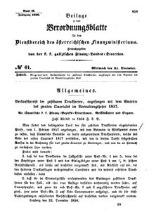 Verordnungsblatt für den Dienstbereich des K.K. Finanzministeriums für die im Reichsrate Vertretenen Königreiche und Länder : [...] : Beilage zu dem Verordnungsblatte für den Dienstbereich des K.K. Österr. Finanz-Ministeriums 