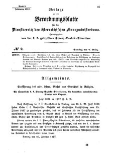 Verordnungsblatt für den Dienstbereich des K.K. Finanzministeriums für die im Reichsrate Vertretenen Königreiche und Länder : [...] : Beilage zu dem Verordnungsblatte für den Dienstbereich des K.K. Österr. Finanz-Ministeriums  18570307 Seite: 1