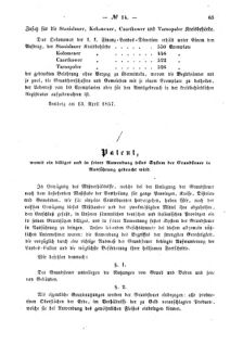 Verordnungsblatt für den Dienstbereich des K.K. Finanzministeriums für die im Reichsrate Vertretenen Königreiche und Länder : [...] : Beilage zu dem Verordnungsblatte für den Dienstbereich des K.K. Österr. Finanz-Ministeriums  18570428 Seite: 5