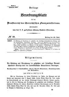 Verordnungsblatt für den Dienstbereich des K.K. Finanzministeriums für die im Reichsrate Vertretenen Königreiche und Länder : [...] : Beilage zu dem Verordnungsblatte für den Dienstbereich des K.K. Österr. Finanz-Ministeriums  18570612 Seite: 1